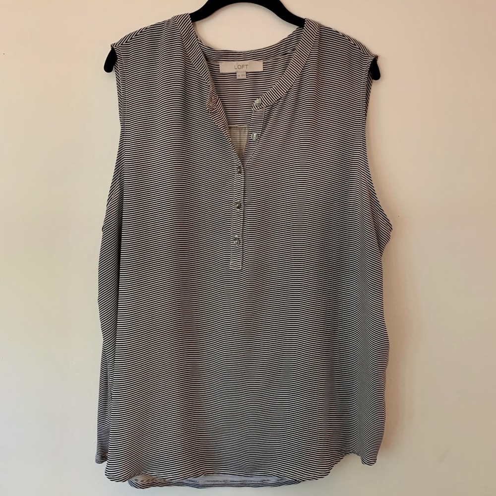 LOFT Striped Mixed Media Shell Tank